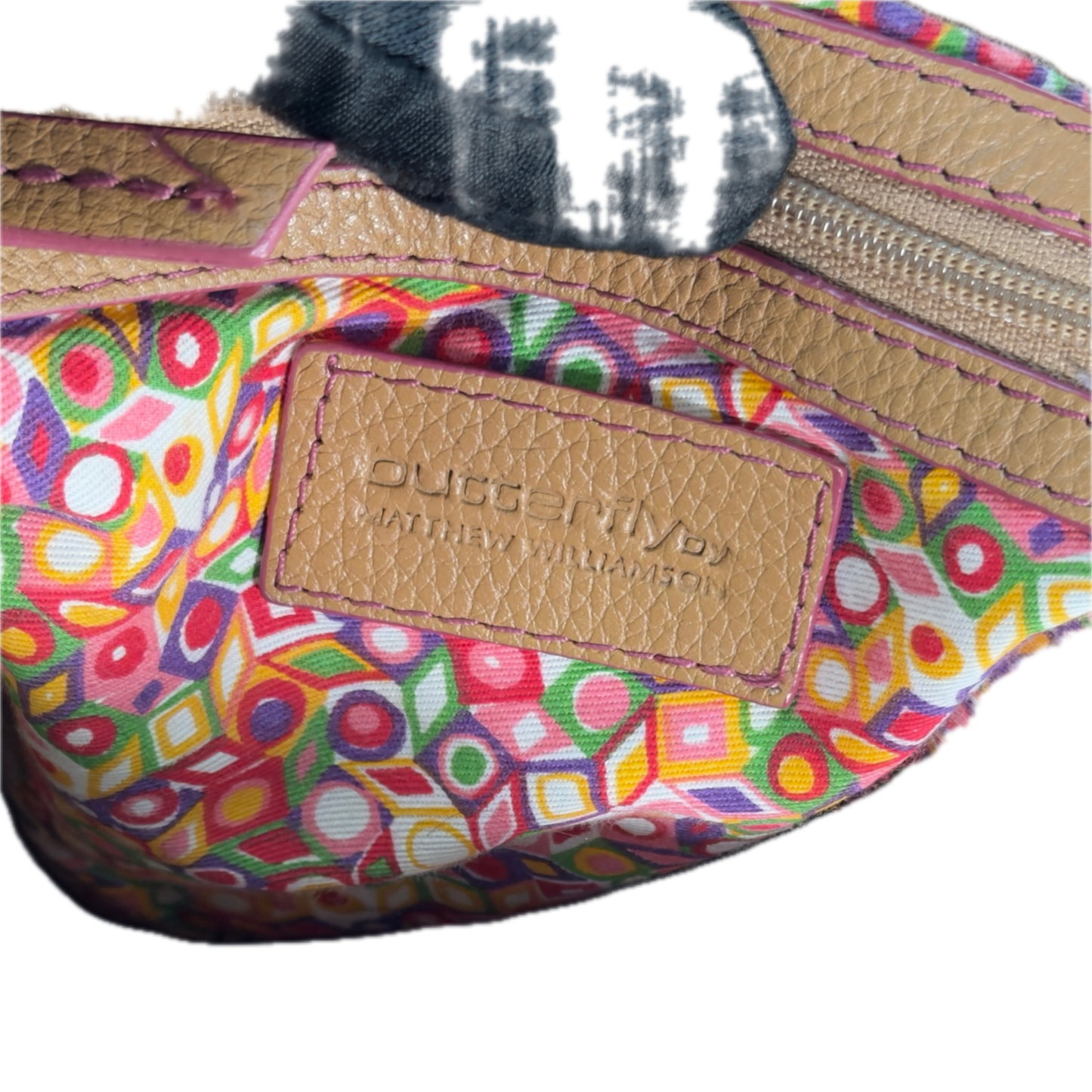 Vintage Butterfly by Matthew Williamson Embroidered Strap Tan Leather Bag