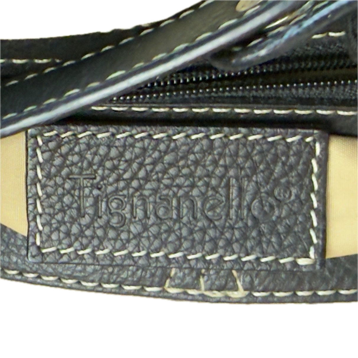 Vintage Tignanello Black Contrast Stitch Mini Top Handle Bag