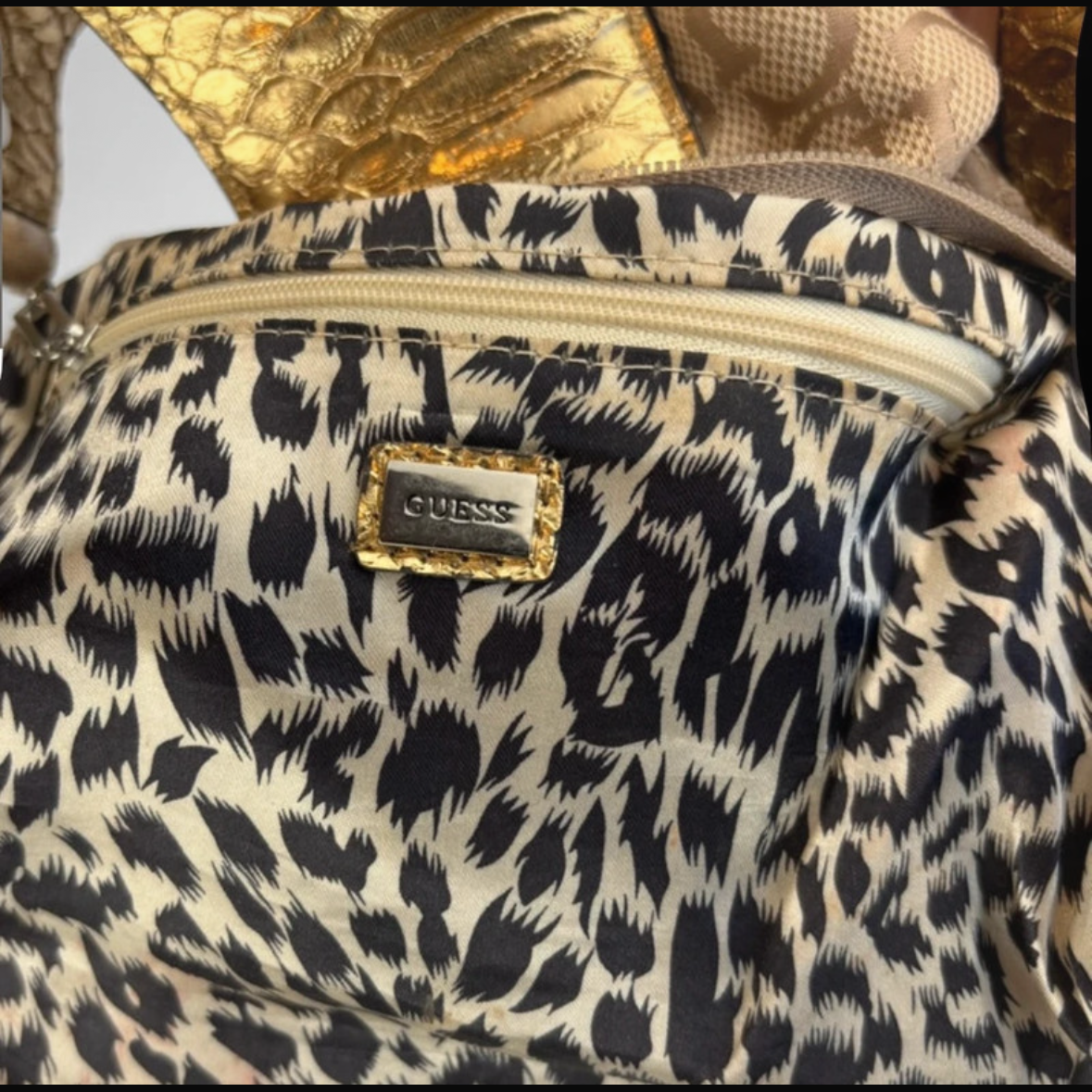 Vintage Guess Monogram Croc Top Handle Mini Bag