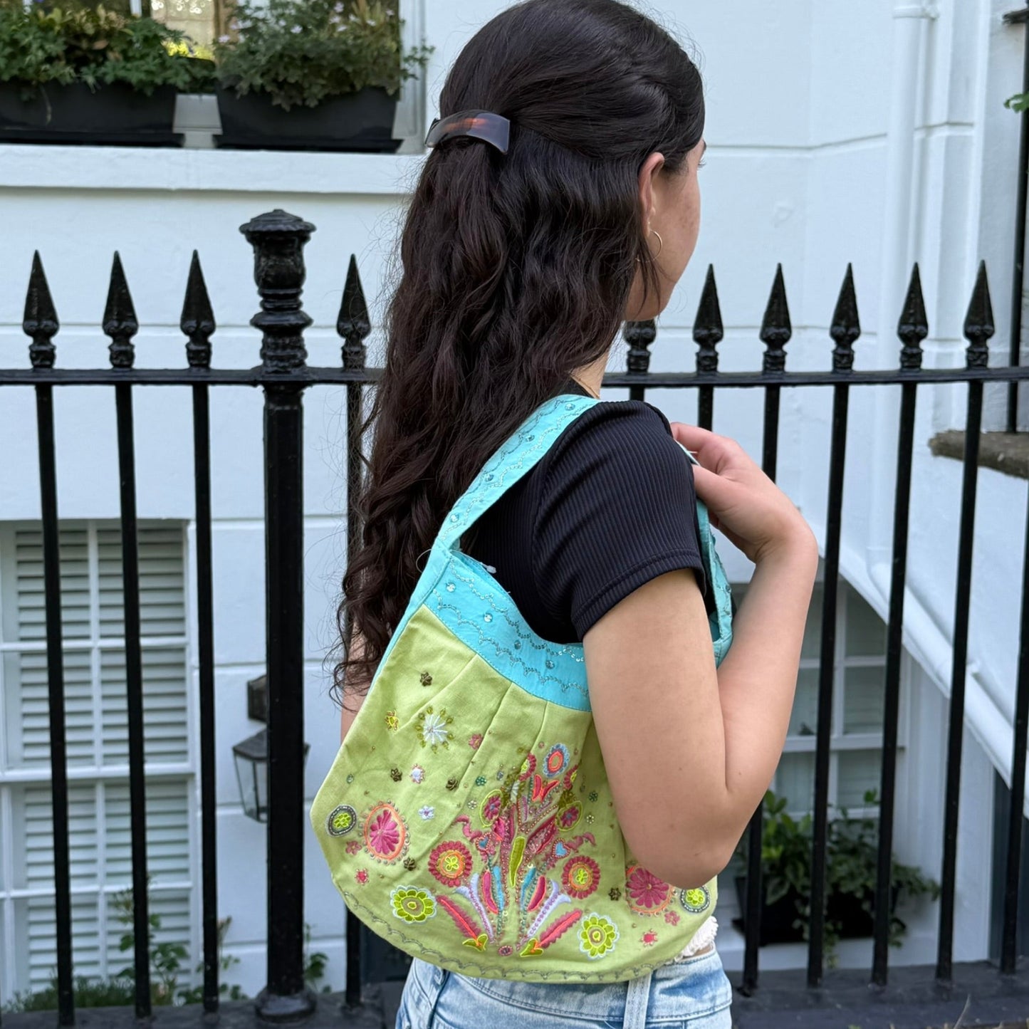 Vintage Accessorize Embroidered Cotton Shoulder Bag