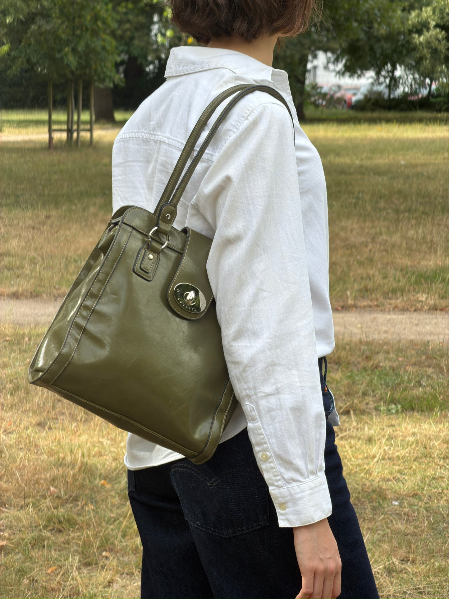 Vintage Rosetti Olive Green Shoulder Bag