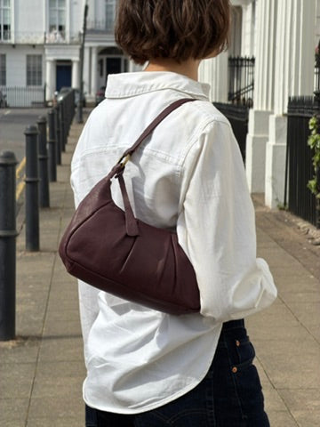Vintage Clarks Burgundy Leather Baguette Bag