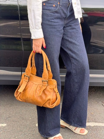 Vintage Oasis Tan Leather Buckle Shoulder Bag