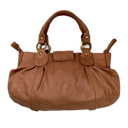 Vintage River Island Tan Brown Soft Leather Buckle Top Handle Bag