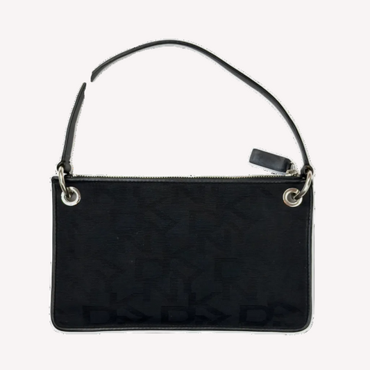 Vintage DKNY Black Monogram Canvas Baguette