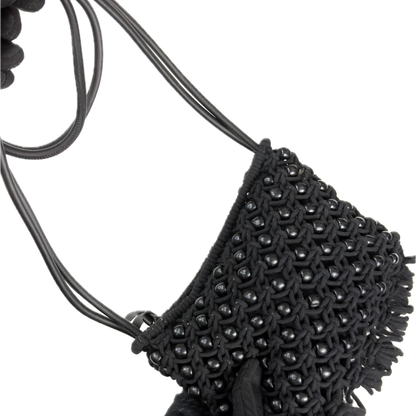 Vintage Jigsaw Beaded Macramé Tassel Shoulder Bag