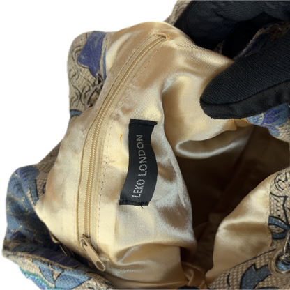 Vintage Leko London Beaded Blue & Beige Floral Shoulder Bag