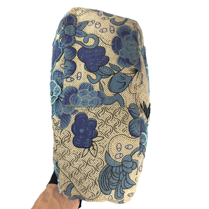 Vintage Leko London Beaded Blue & Beige Floral Shoulder Bag