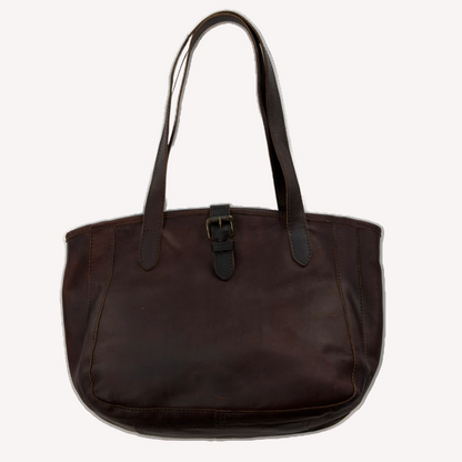 Vintage Fat Face Brown Leather 13" Laptop Shoulder Bag