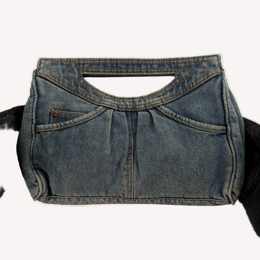Vintage Next 100% Cotton Denim Cut-Out Top Handle Bag