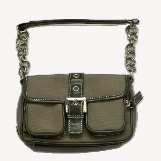 Vintage Next Olive Green Nylon Utility Baguette