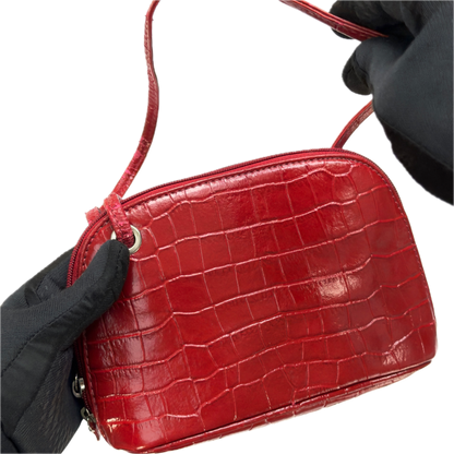 Vintage Osprey London Red Croc Leather Mini Crossbody Bag