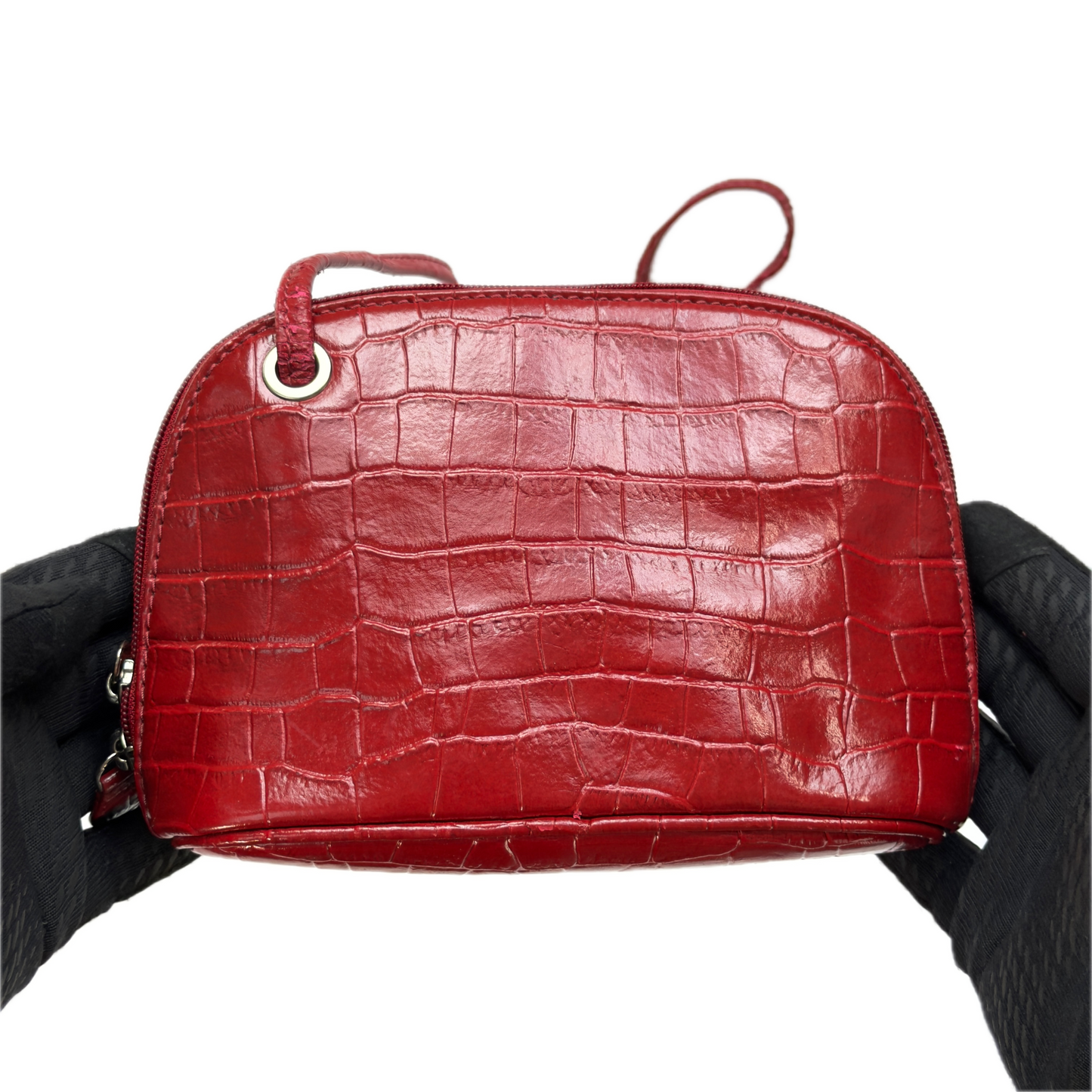 Vintage Osprey London Red Croc Leather Mini Crossbody Bag