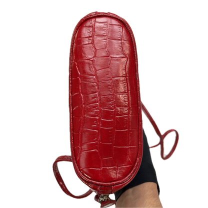 Vintage Osprey London Red Croc Leather Mini Crossbody Bag