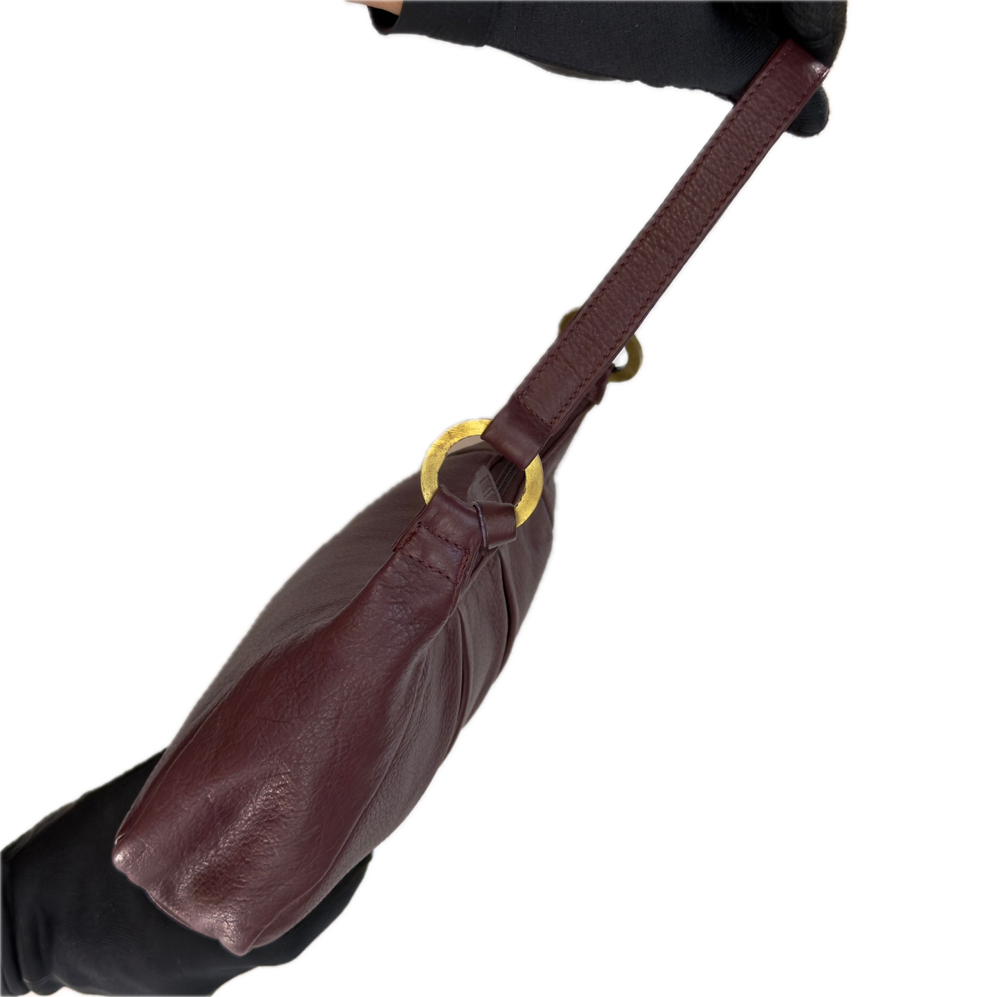 Vintage Clarks Burgundy Leather Baguette Bag