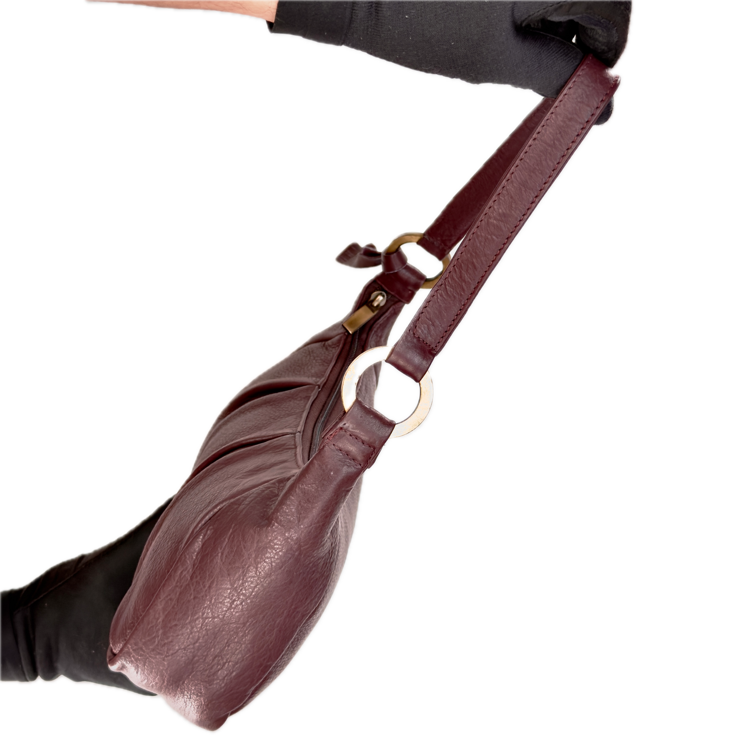 Vintage Clarks Burgundy Leather Baguette Bag