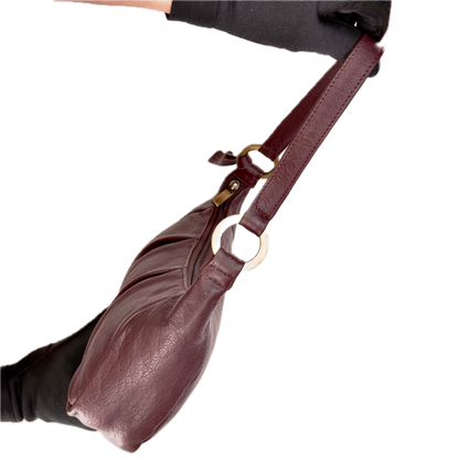 Vintage Clarks Burgundy Leather Baguette Bag