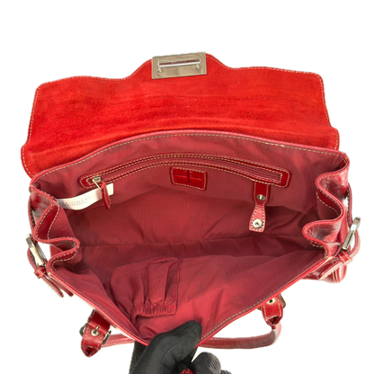 Vintage Jasper Conran Red Leather Satchel Shoulder Bag & Matching Purse Set