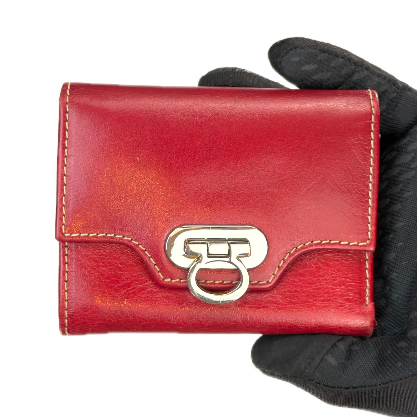 Vintage Jasper Conran Red Leather Satchel Shoulder Bag & Matching Purse Set