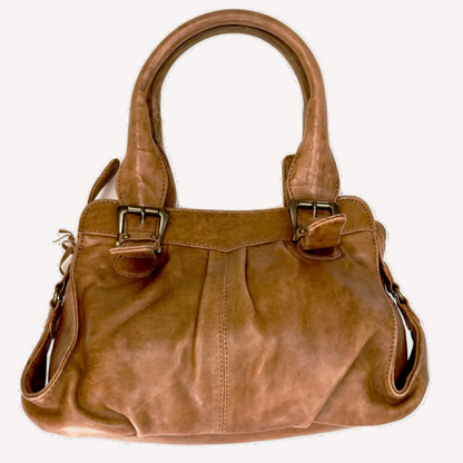 Vintage Oasis Tan Leather Buckle Shoulder Bag