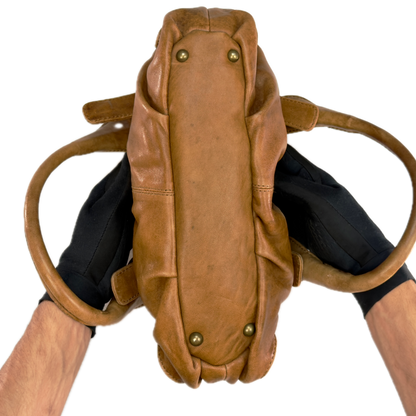 Vintage Oasis Tan Leather Buckle Shoulder Bag