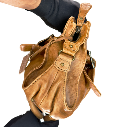 Vintage Oasis Tan Leather Buckle Shoulder Bag