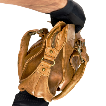 Vintage Oasis Tan Leather Buckle Shoulder Bag