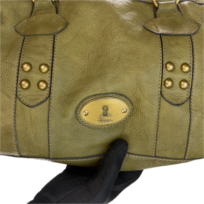 Vintage Fossil Olive Leather Studded Satchel Bag