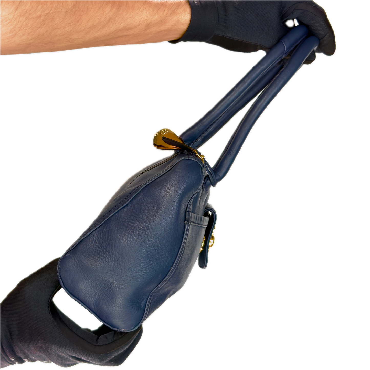 Vintage Tula Navy Leather Shoulder Bag
