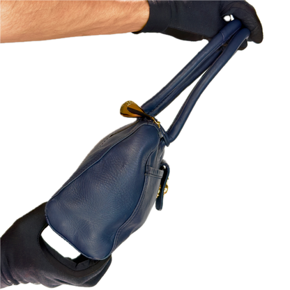 Vintage Tula Navy Leather Shoulder Bag