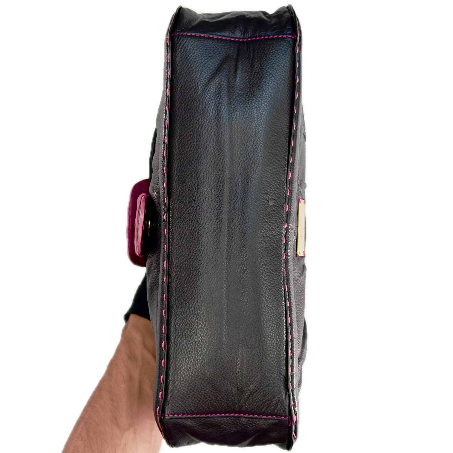 Vintage Butterfly by Matthew Williamson Black Leather Pink Stitch Shoulder Bag