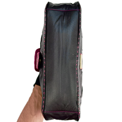 Vintage Butterfly by Matthew Williamson Black Leather Pink Stitch Shoulder Bag