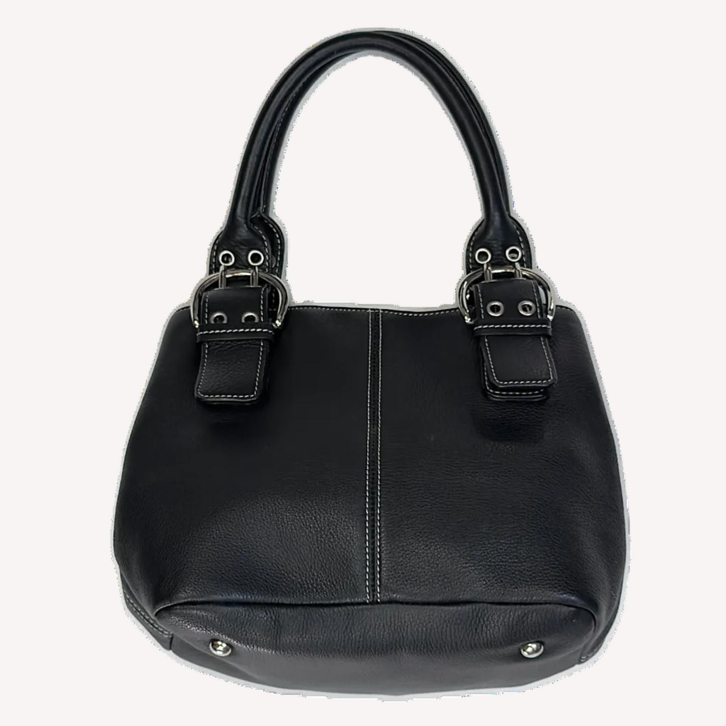 Vintage Tignanello Black Contrast Stitch Mini Top Handle Bag