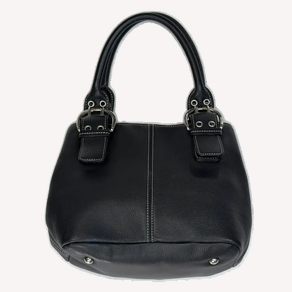 Vintage Tignanello Black Contrast Stitch Mini Top Handle Bag