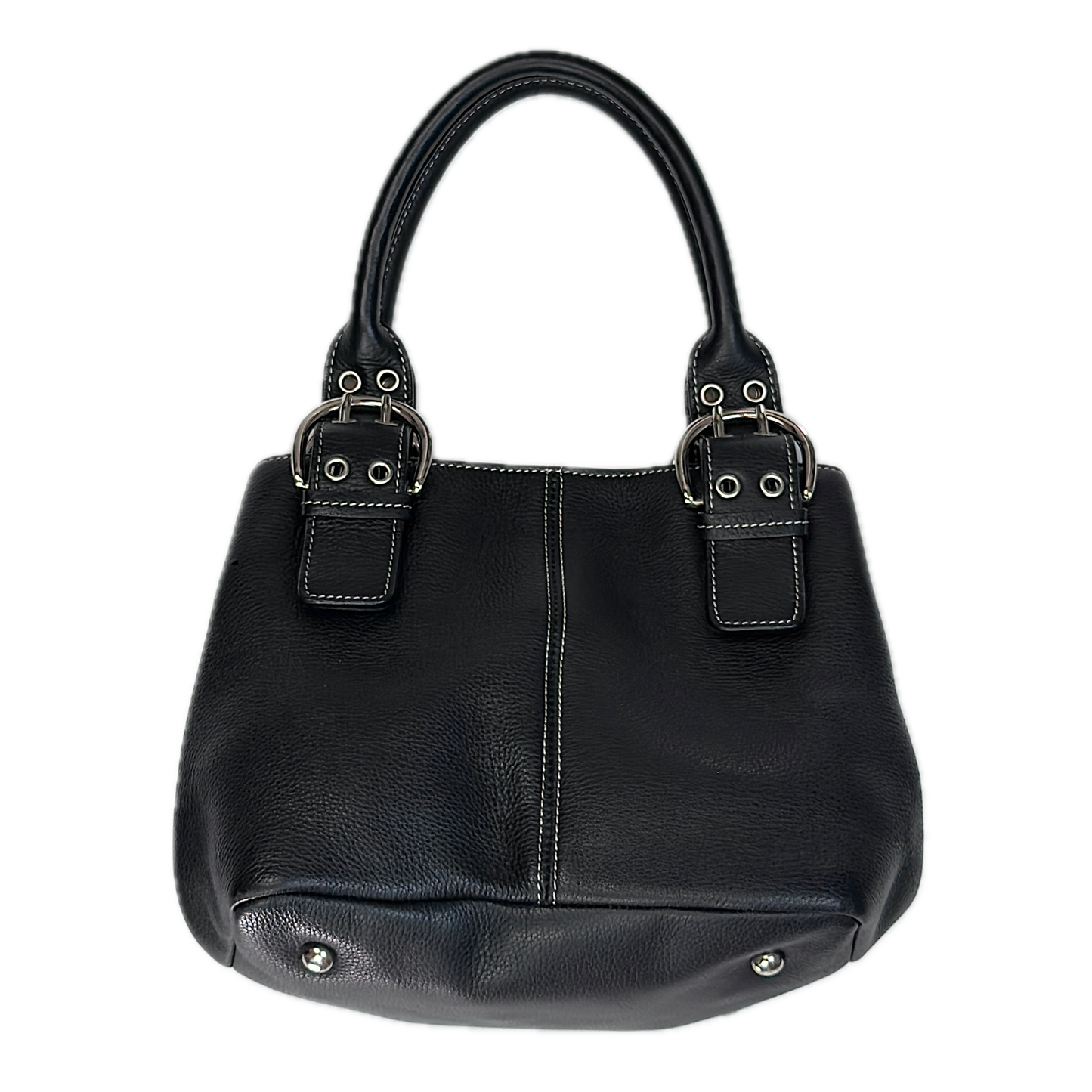 Vintage Tignanello Black Contrast Stitch Mini Top Handle Bag