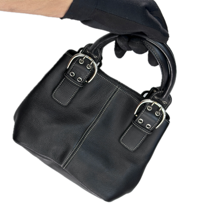 Vintage Tignanello Black Contrast Stitch Mini Top Handle Bag