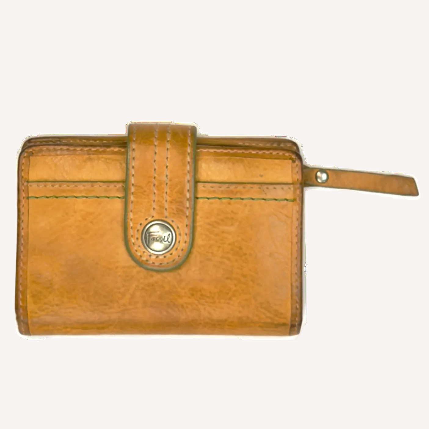 Vintage Fossil Tan Leather Purse Bifold Half Wallet
