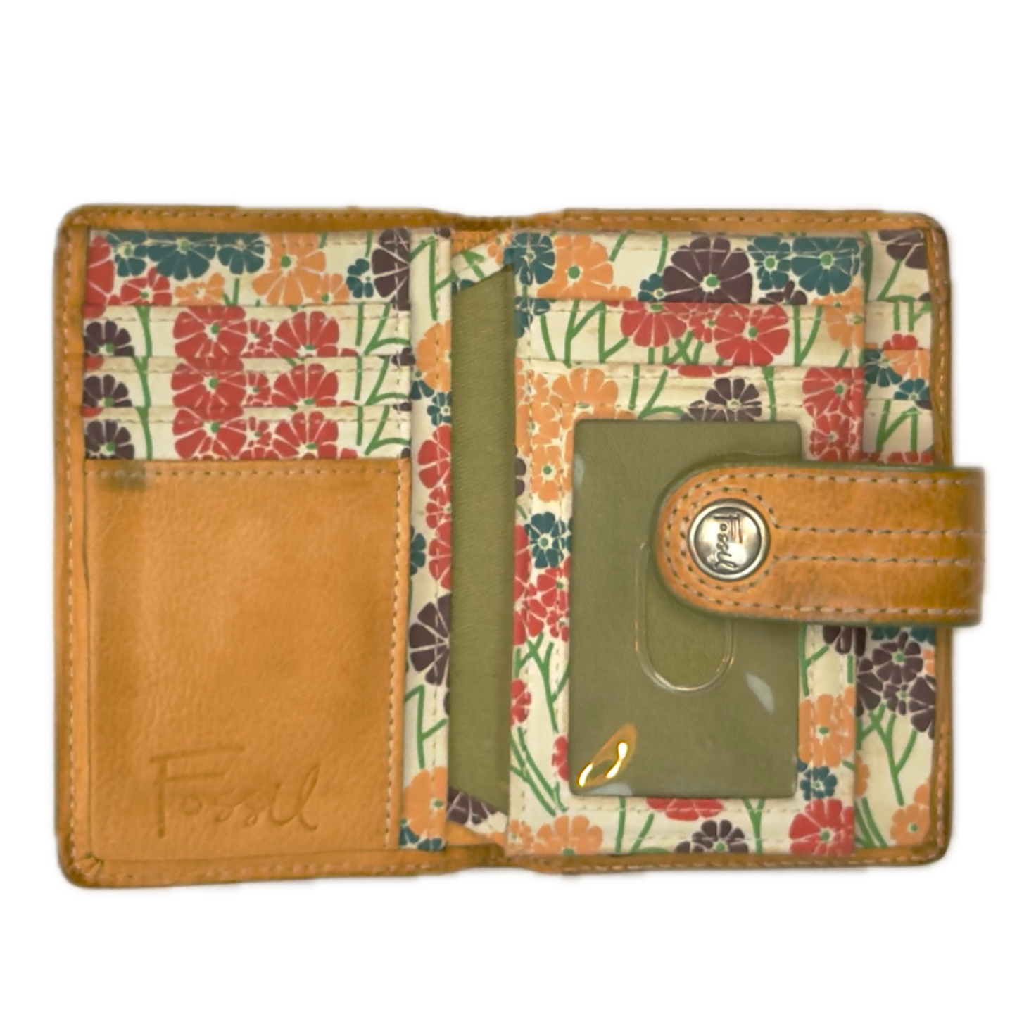 Vintage Fossil Tan Leather Purse Bifold Half Wallet