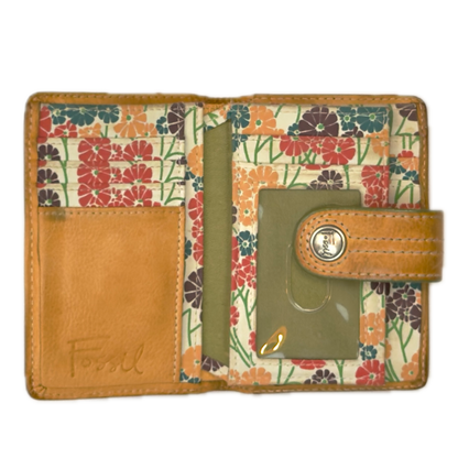 Vintage Fossil Tan Leather Purse Bifold Half Wallet