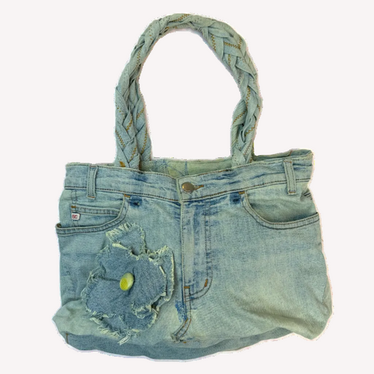 Vintage Miss Sixty Reworked Denim Flower Tote Bag