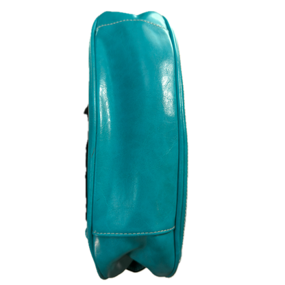 A vintage Y2K Rosetti blue crescent shoulder bag featuring a front buckle detail.