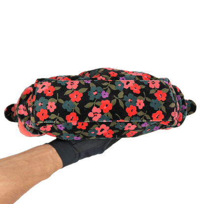 Vintage GAP Black Floral Cotton Velour Baguette Bag